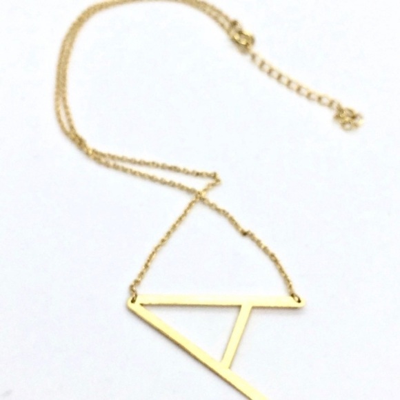3/$30 LETTER A INITIAL SIDEWAYS GOLD TONE NECKLACE - Picture 2 of 10